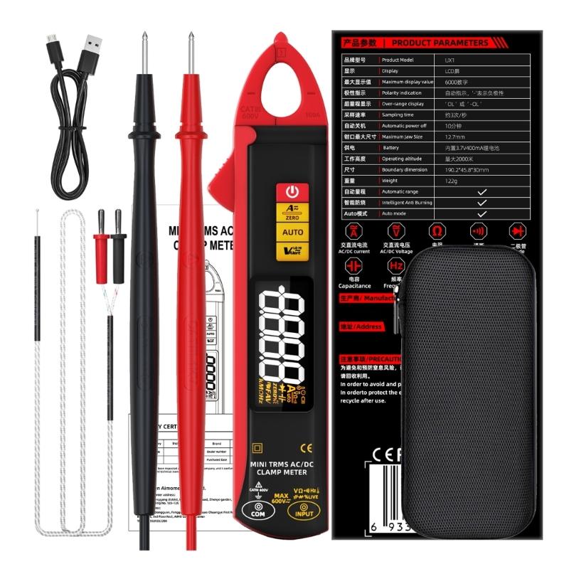 

Clamp Meter Digital Multimeter 0-610V 100A Voltages Current Resistance 6000 Counts Current Ammeter Tester 1