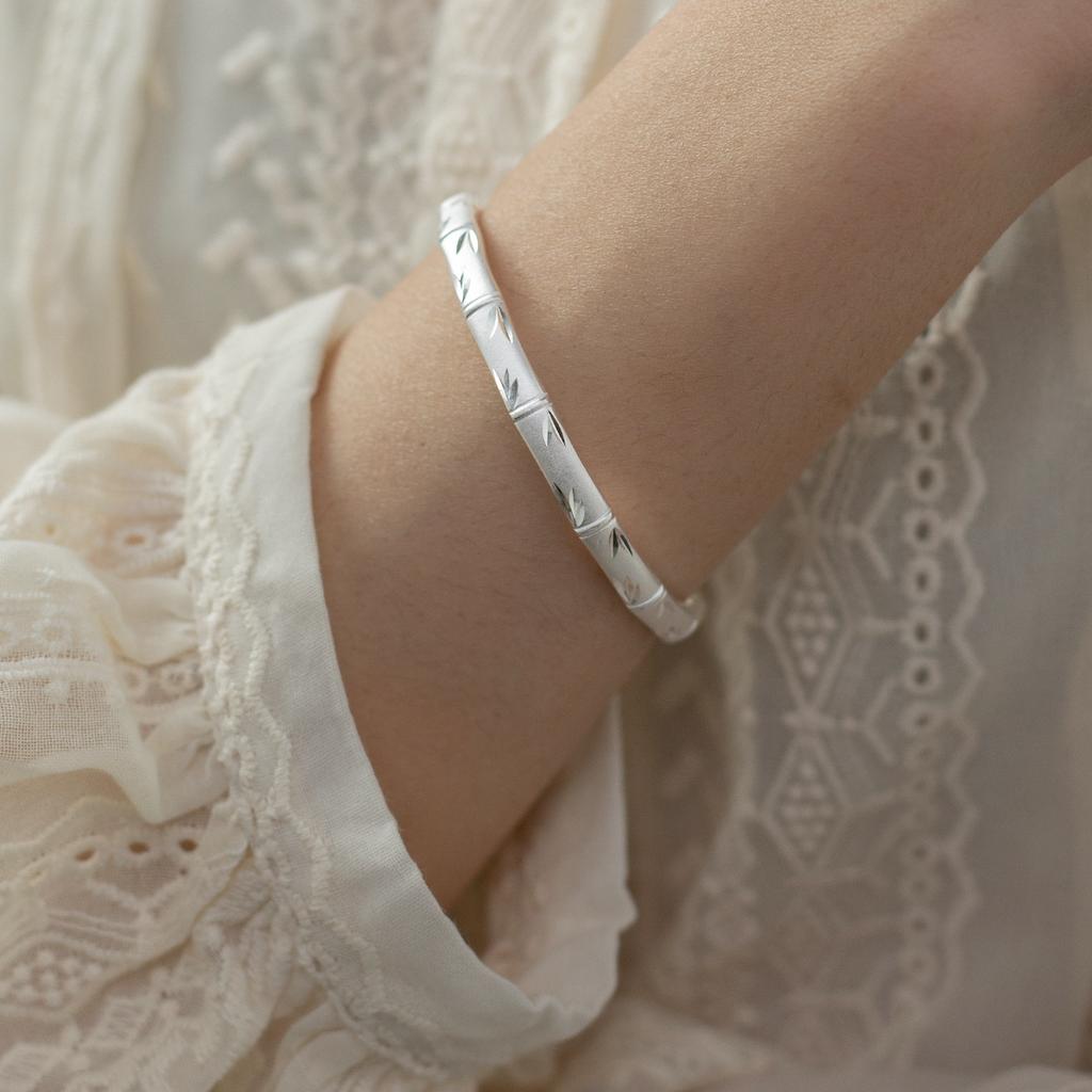 New Fashion Temperament Frosted Bamboo 925 Sterling Silver Fashion Simple Opening Bracelets  TYB608