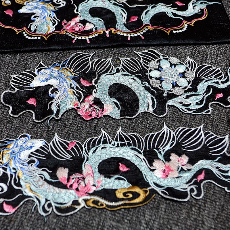 Chinese Style Dragon Embroidery Patches Embroidery Hanfu Patches Appliques For DIY Sewing Clothing Dress Home Decor Accessories