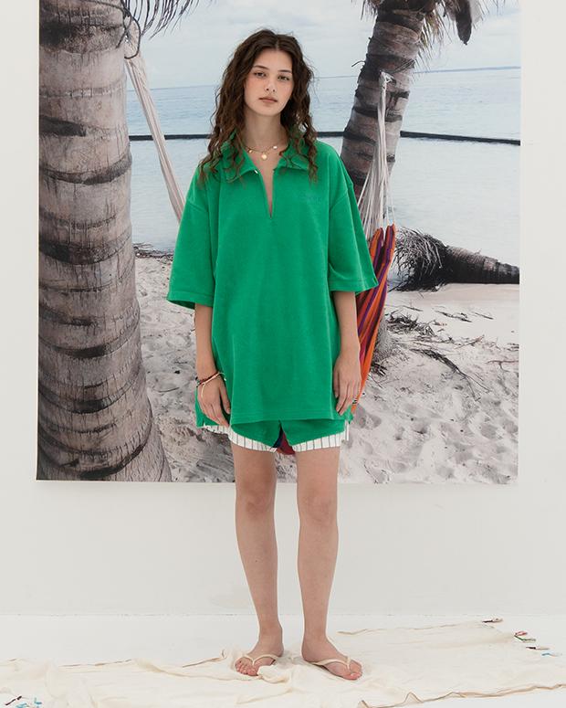 EDENIK Ezs4Pt52Gn Resort Terry Layered Shorts (Green)