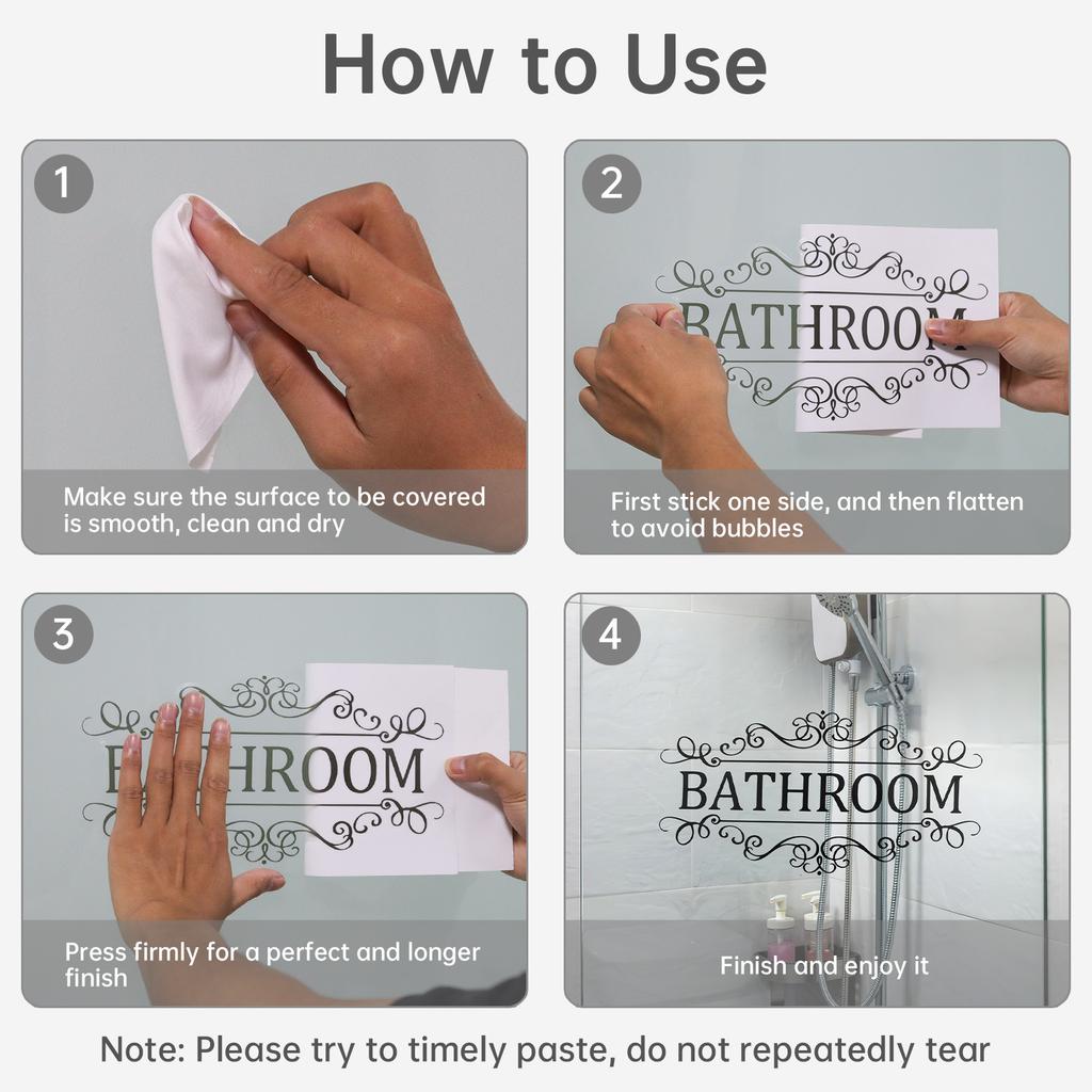 Abnehmbare Schwarze Selbstklebende Türaufkleber für Badezimmer Wäschekammer Vorratsraum Moderne Typografie Wandkunst