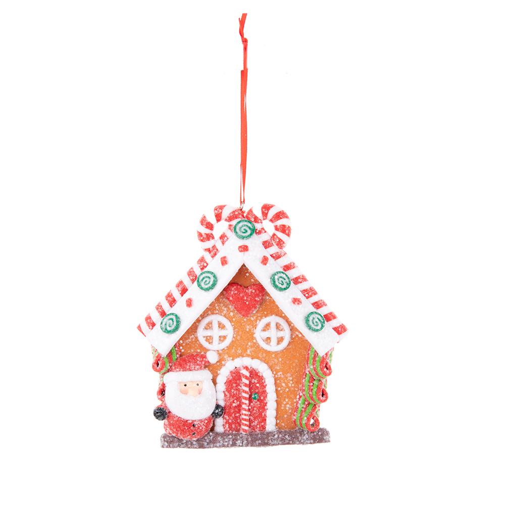 Christmas Polymer Clay Gingerbread House Ornaments, Xmas Tree Hanging Decorations (3 Pieces Per Set)