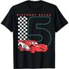 Disney Pixar Cars Relâmpago McQueen 2 3 4 5º Aniversário Concurso Camiseta Manga Curta Verão Algodão Masculino Feminino Camisetas Casal Unissex