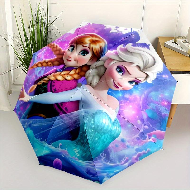 Disney Frozen,Elsa,Anna Manual Opening and Closing Umbrella, 8-Rib Reinforced Folding Design, Lightweight