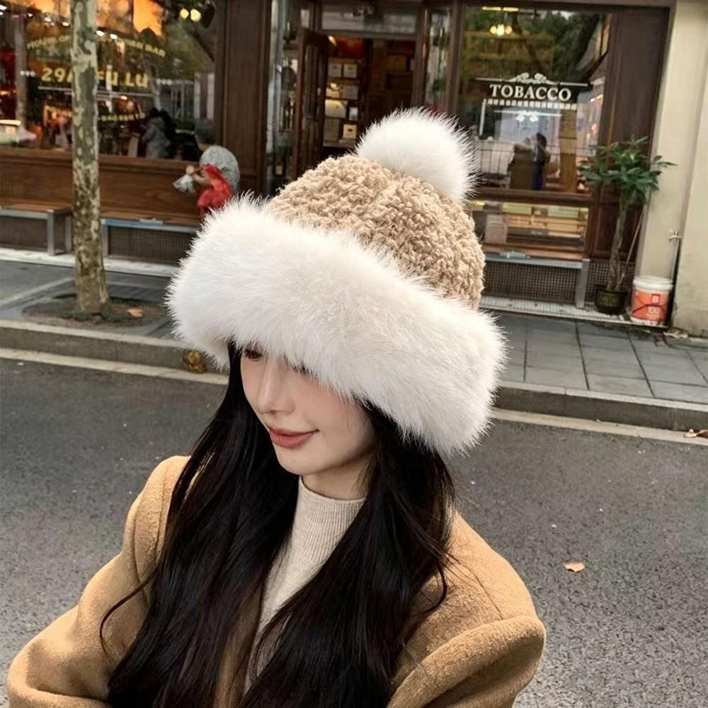 Thick Plush Plush Winter Hat Ear Covering Faux Fur Hats Gifts Basin Hats  Women