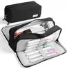 Large Capacity Three-Layer Zipper Pencil Case with 8 Pen Slots and 4 Inner Pockets in Oxford Cloth, Available in Multiple Colors