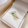 Real Gold Electroplated Leaf Eyes Zircon Fashion Slightly Inlaid Light Luxury Ring Index Finger Ring Same Cold Wind