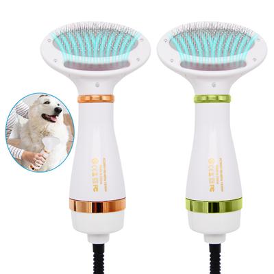 Secador de pelo para perros y gatos 2 en 1, secador para perros y gatos, ajuste de temperatura, cepillo para mascotas de poco ruido para suministros largos y cortos para perros