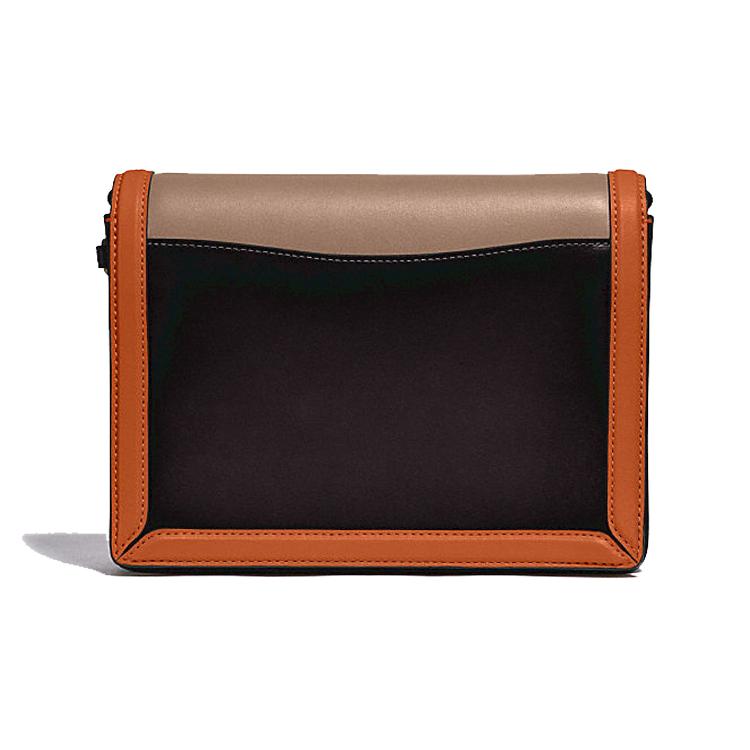 New COACH Hutton Leather Small Square Bag Shoulder Bag Crossbody Bag Women's Orange Brown Beige Multicolor 89070-B4PTL