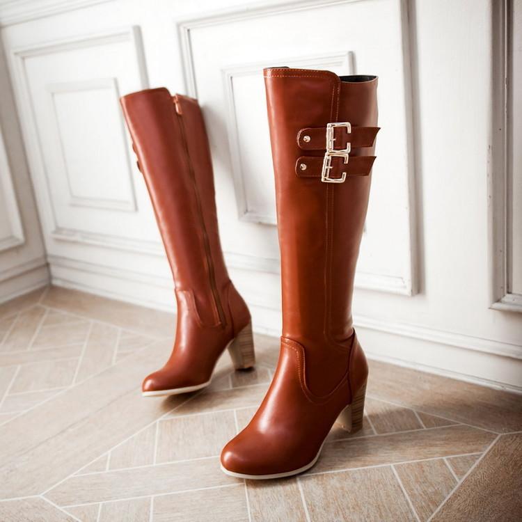 

Европейские и американские полусапоги на среднем каблуке, толстый каблук, боковая молния, женские сапоги, сапоги на высоком каблуке, женская обувь 39 коричневый