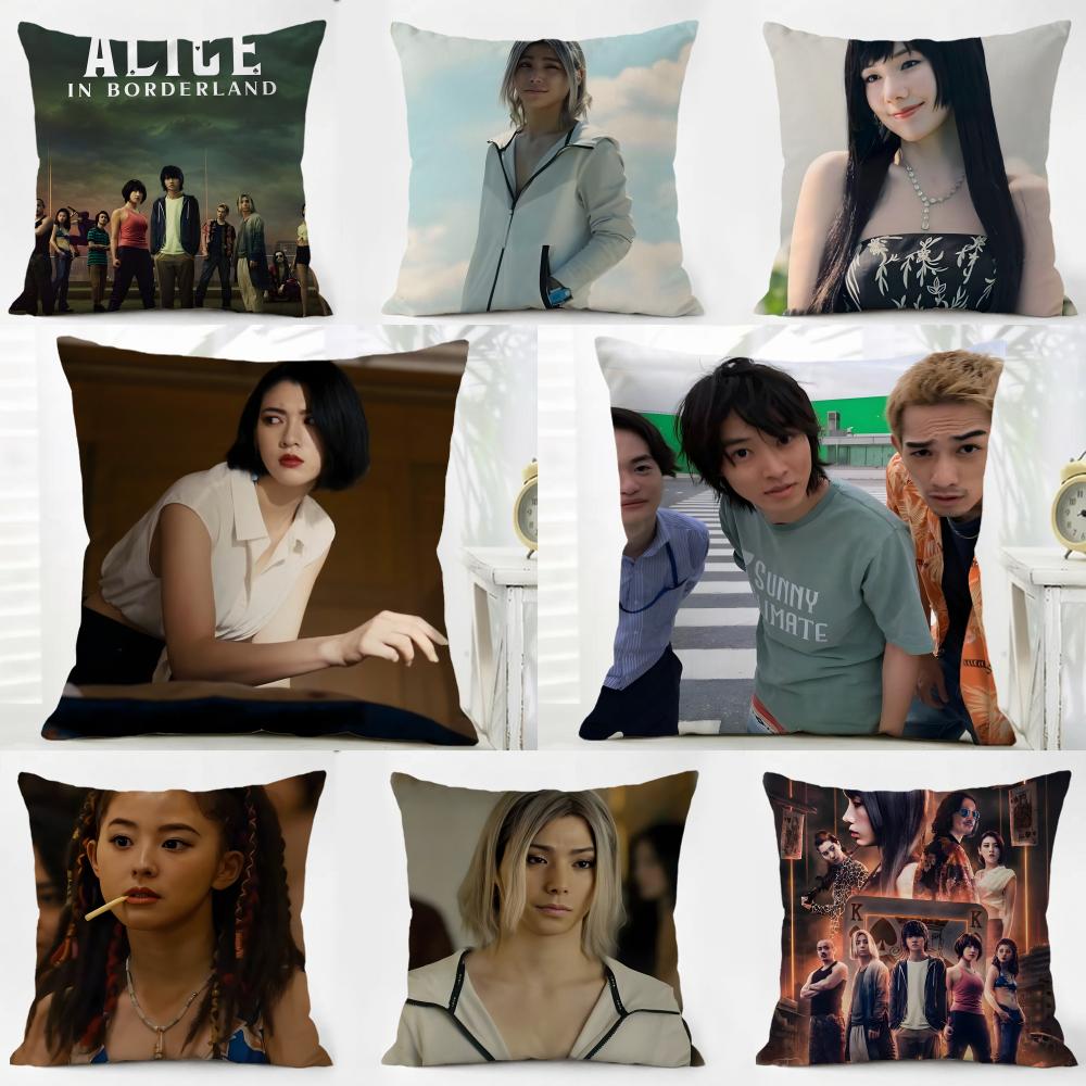 AAlice In Borderland Cushion Cover Pillow Case Soft Friendly Fabric Concealed Zipper