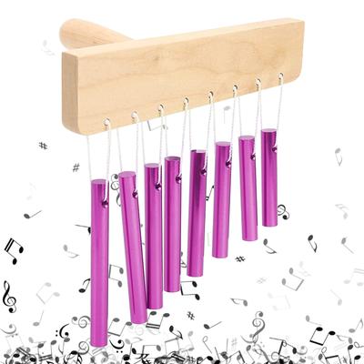 Childrens Toy 1 Set Bar Chimes 8 Tone Hand Bell with Knocker Metal Windchime Chimes Bells Hand Held Bar Chime with Cord
