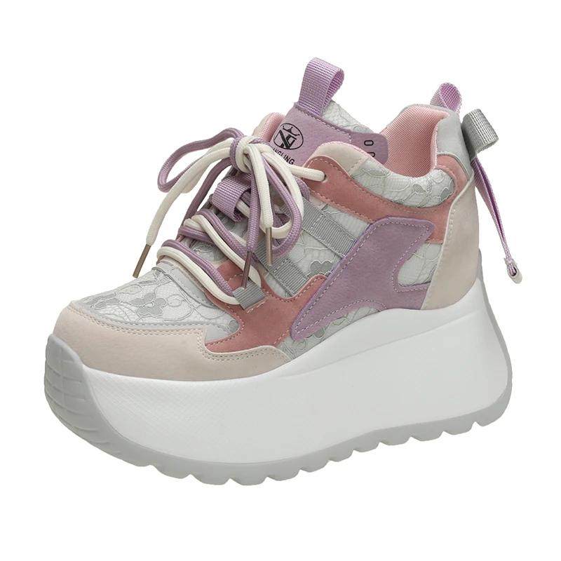 

Модные 10 см осенние массивные кроссовки модная женская обувь дышащая женская спортивная обувь повседневные кроссовки на платформе женские Zapatillas De Mujer 39 фиолетовый