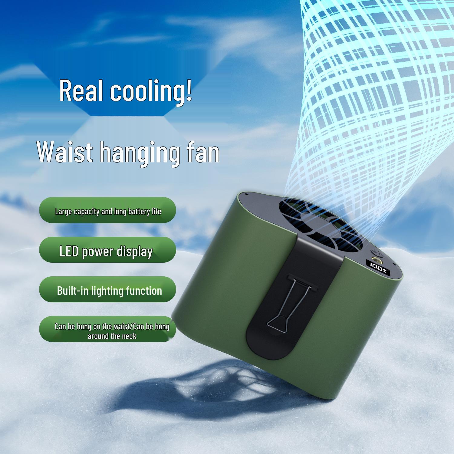 

Portable Neck and Waist Cooling Fan - Wearable Air Conditioner for High-Temperature Environments 5000mAh (8h) армия зеленый