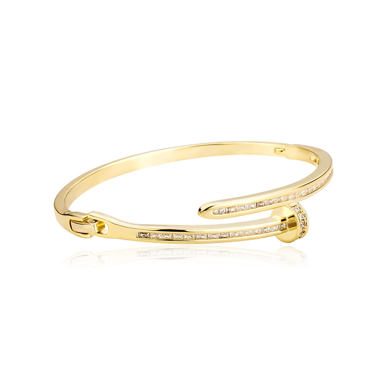 

Золотые серьги и браслеты в форме гвоздей с цирконами - Европейская и американская хип-хоп роскошная бижутерия, модный фаворит знаменитостей