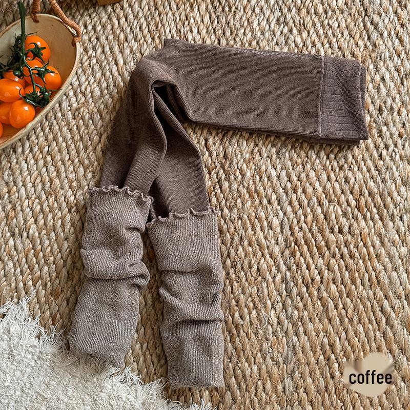 

Children s Golden Brown Two-Piece Scrunched Socks & Warm Leggings Set for Autumn/Winter XL/140-160cm