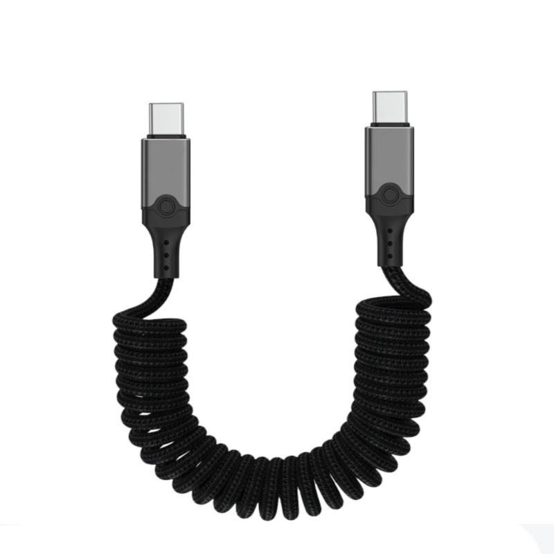 Fast Speed USB5 Type C Spring Cable 240W Power 80Gbps Transfer 16K Video Output for All Type C Devices