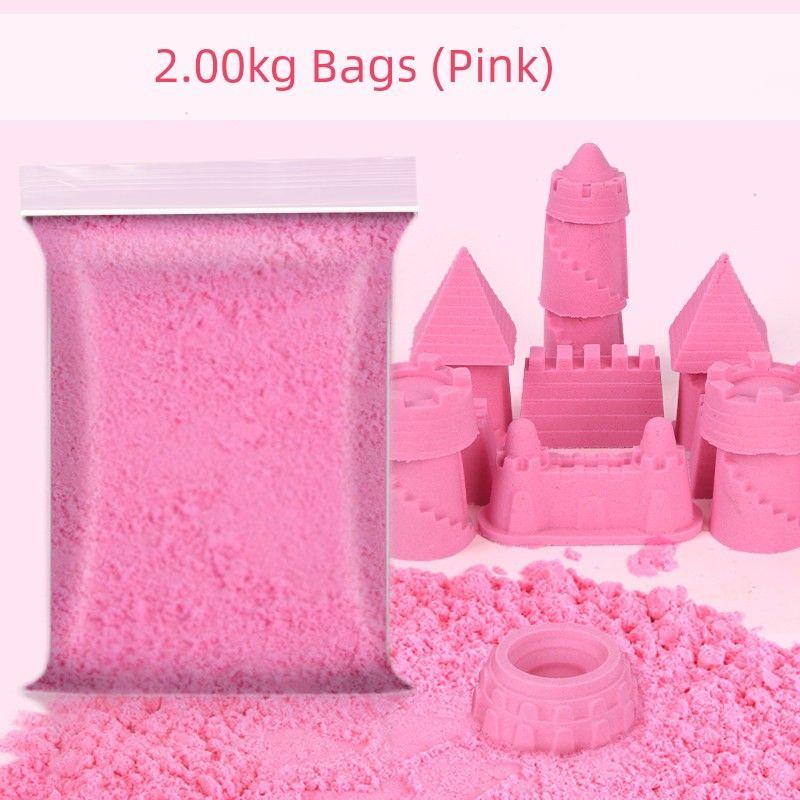 

5.00kg Space Sand Kids Safe Non-Toxic Non-Stick Hand Toy Indoor Playground Special Food Grade Power Colored Sand 2.00kg Pure Sand-Pink