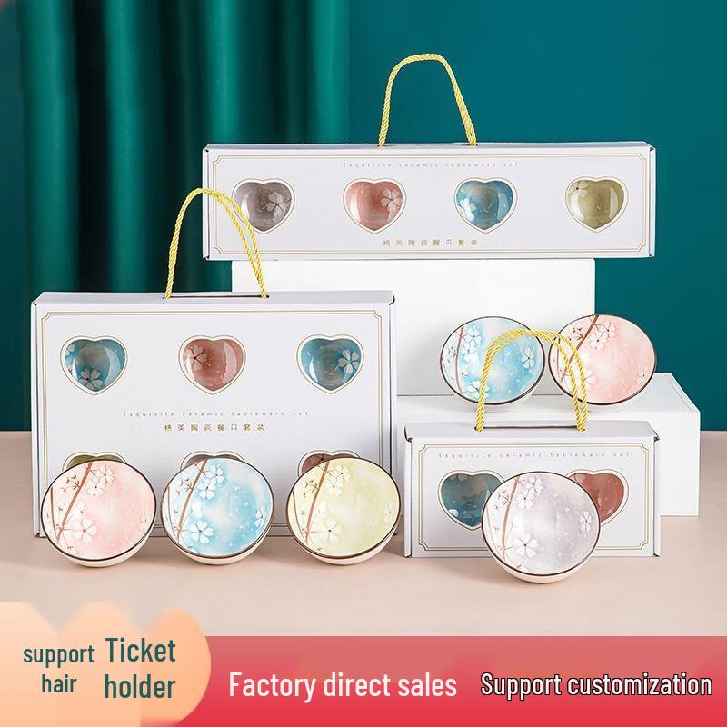 JIN MING LI Japanese Cherry Blossom Ceramic Bowl Gift Set