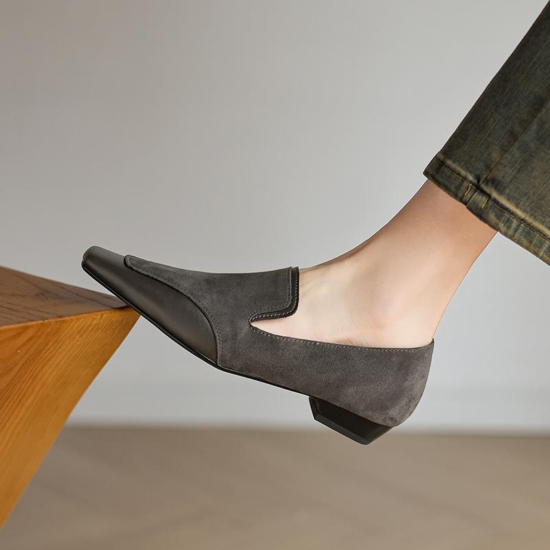 

Fashion 2025 NEW Autumn Women Loafers Genuine Leather Women Shoes Square Toe Chunky Heel Shoes Women Pumps Soft Ladies Shoes 34