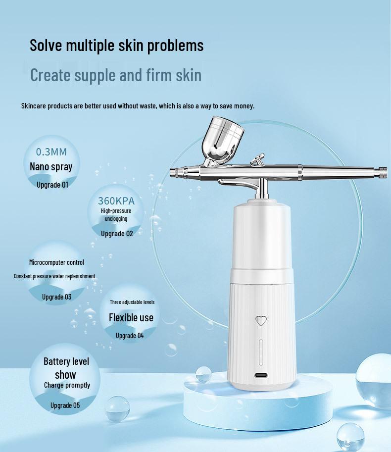 Handheld High-Pressure Oxygen Injector Spray: Facial Cleanser, Moisturizer & Humidifier Beauty Device (English Version)