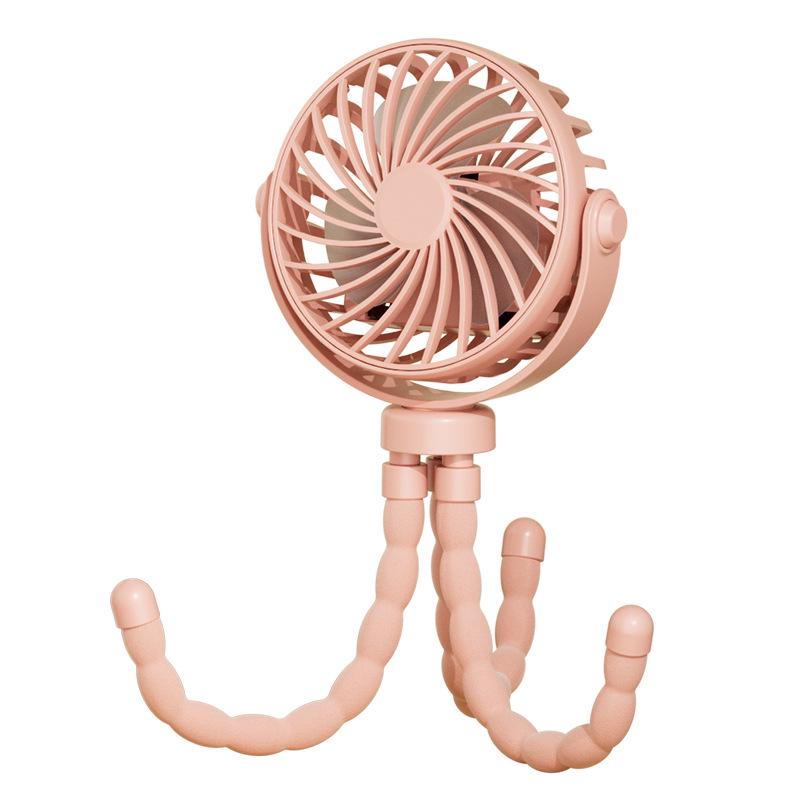 Portable Silent Mini Stroller Fan with USB Charging and Light
