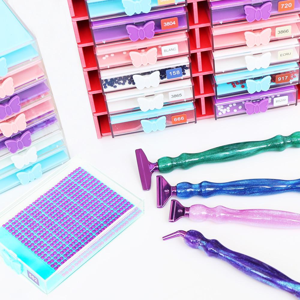 Colorful DIY Diamond Painting Storage Box & Phone Holder with Drill Plate