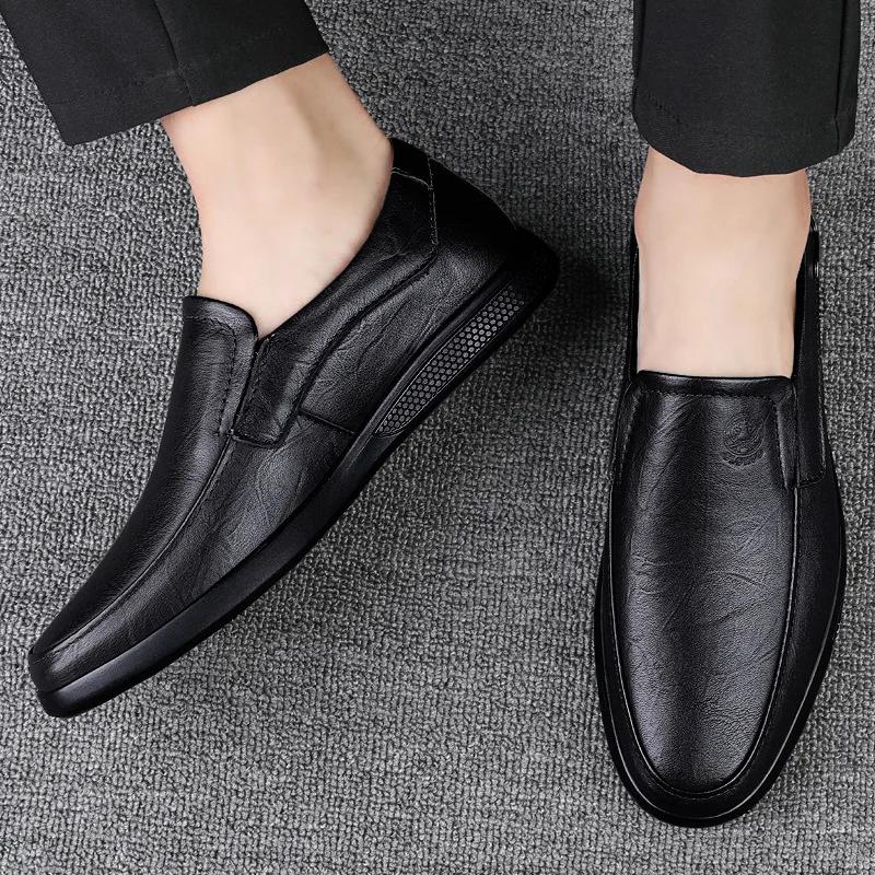 Genuine Leather Men'S Business Shoes Comfortable Soft Men Casual Shoes Classic Male Loafers Breathable Warm Men'S Leisure Shoes