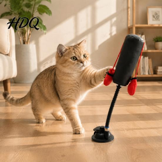 Automatic Cat Teaser for Boredom Punching Bag Toy Interactive Punch Toy with Dangling Boxing Gloves Suction Stable Base Toys Cats Cup Base