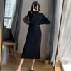New knee-bottom long dress with long sweater inside, knitted dress for children, autumn and winter