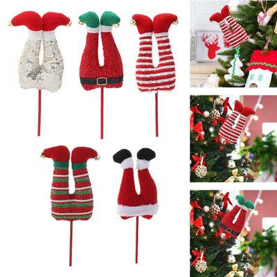 Christmas Elf Leg Pick Home Wedding Dining Room Plush Stuffed Tree Topper