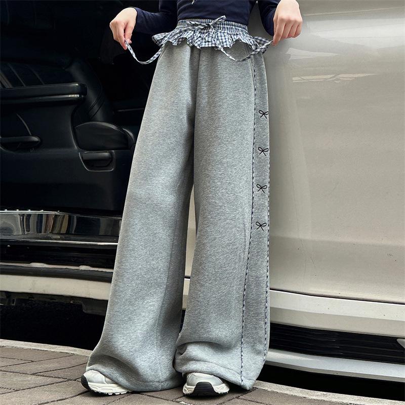 Girls' Fleece-Lined Wide-Leg Pants: Fashionable Autumn/Winter Children's Wear