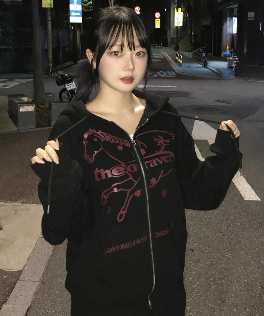Graver [Unisex] Unicorn Zip-Up Hoodie_2Color