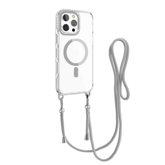 Magnetic Clear Phone Case for IPhone 16 Series Shockproof Crossbody Phone Case with Shoulder Strap Phone Protective Cover Compatible with for MagSafe