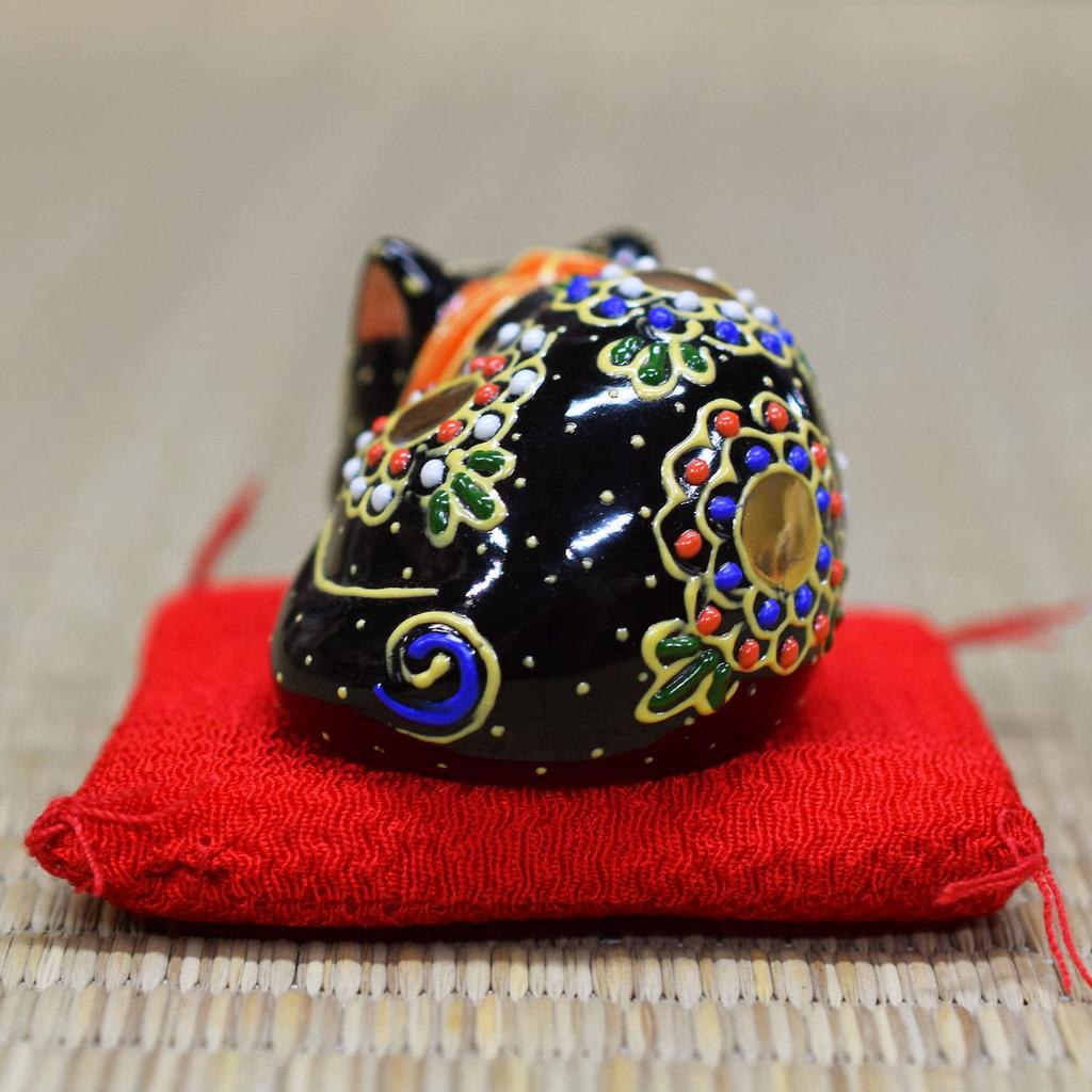 Kutani Small Sleeping Black Perfect for Grand Opening and Other Maneki-neko (beckoning Cat) Figurine, Ware, Cat, Rim, Celebrations, Birthdays, Gifts.