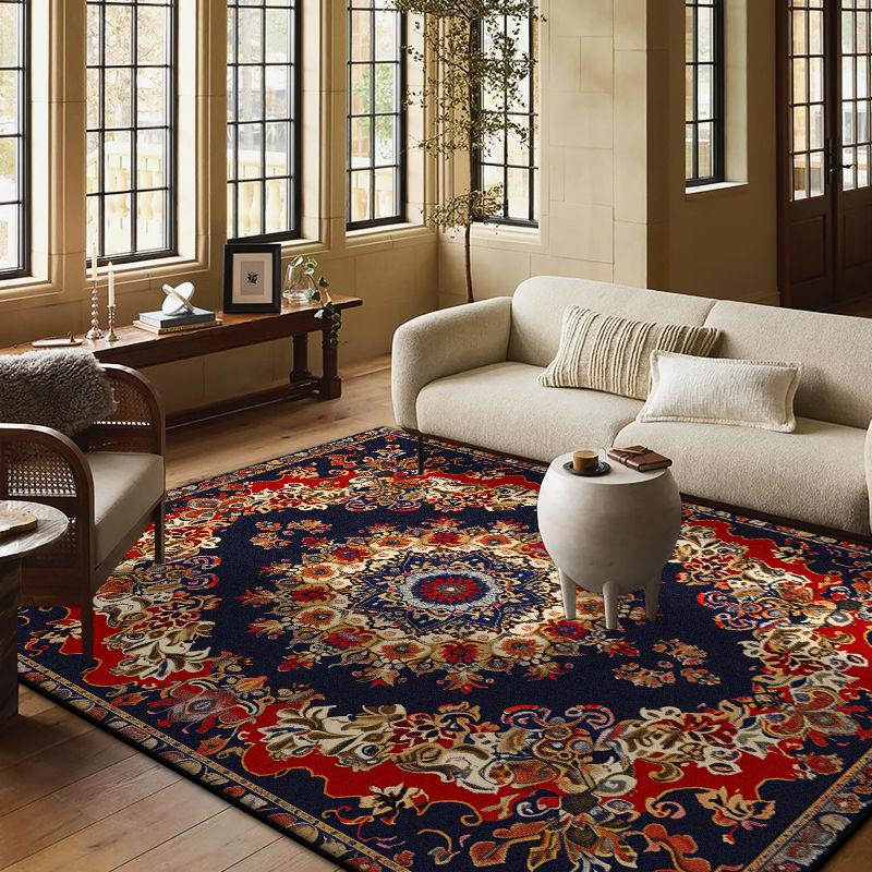

Persian Style Living Room Rugs Antiskid Soft Bedroom Carpet Easy Clean Floral Design Big Size Entrance Door Mat Customizable 60*90cm