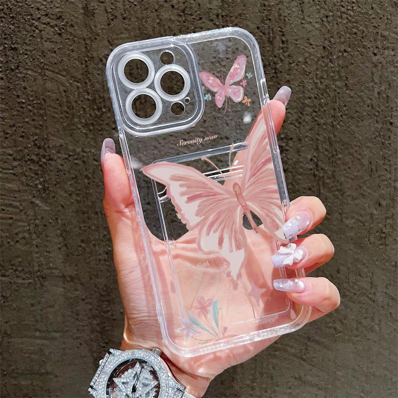Card Slot Holder Silicone Wallet Pocket Case For Oppo Reno 10 12 13 14 Samsung A16 A26 A36 Xiaomi Redmi Note 12 13 11 10 14 Cover Clear Phone Bumper