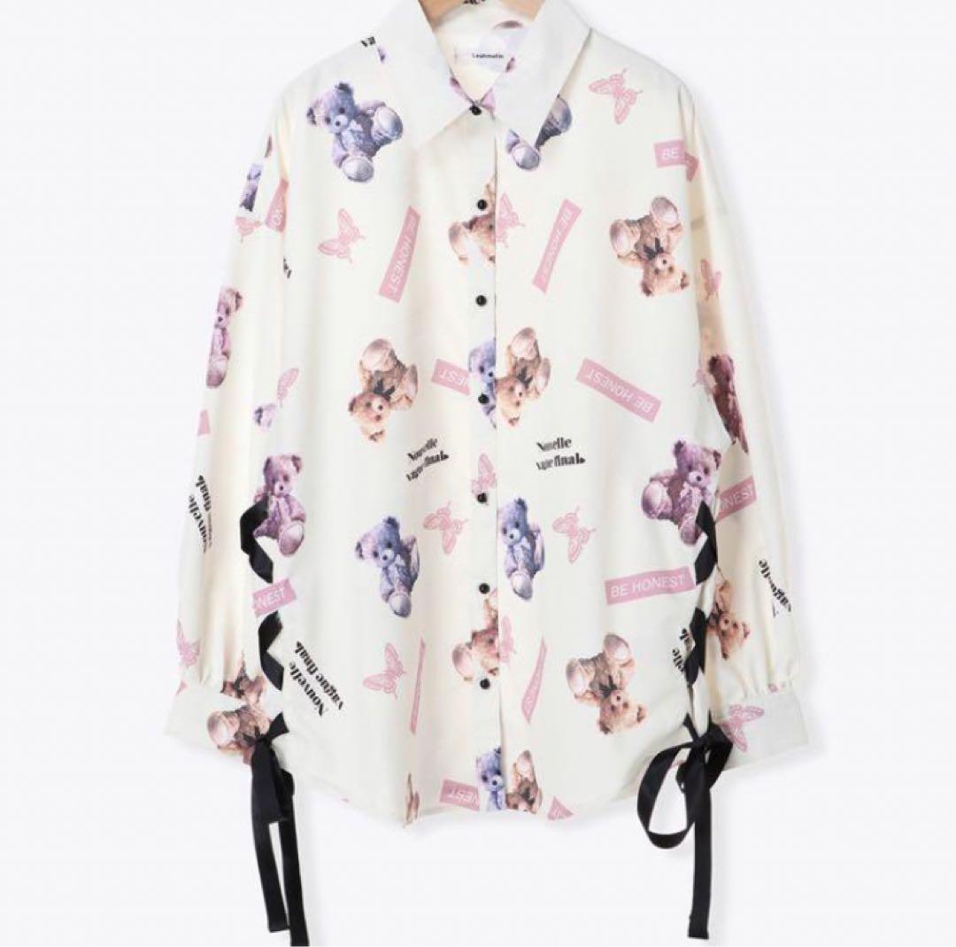 

[USED] Bear Blouse, Dreamy Bear Plush Print Long Sleeve Shirt Top, Mass-Produced