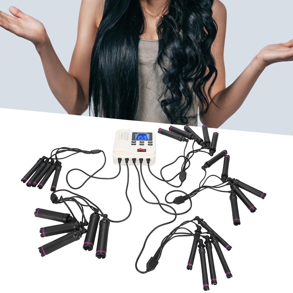 Máquina Digital de Permanente de Cabelo com Aquecimento PTC com Rolo de Cabelo Temperatura Ajustável Ferramenta de Styling de Cabelo Plugue EU 110~240V