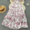 Socialite Square Collar Puff Sleeve Chiffon Floral Dress