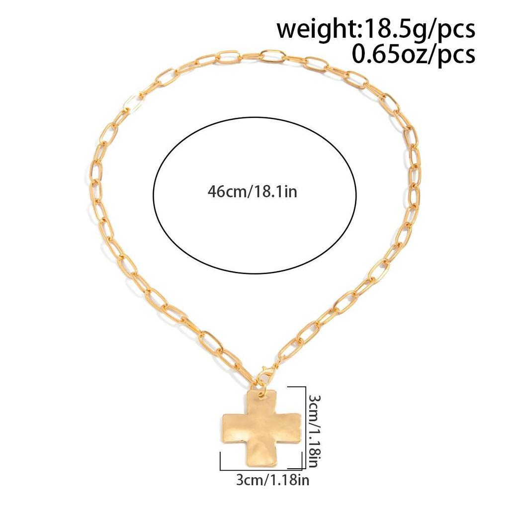 IngeSight.Z Punk Big Cross Jesus Pendant Necklace for Women 2026 Vintage Hip Hop Buckle Chain Necklace Grunge Goth Jewelry Gifts