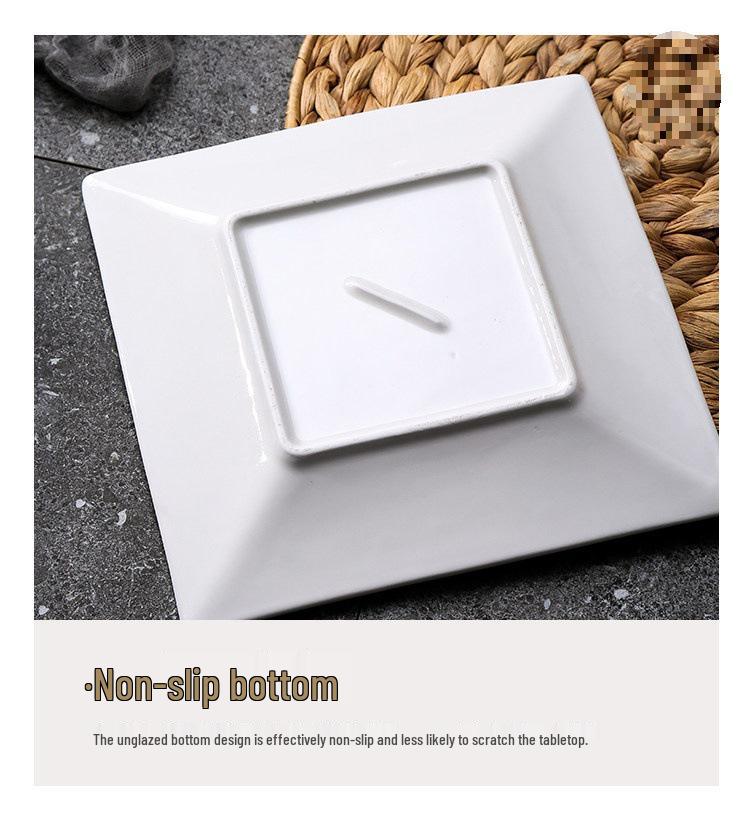 White Ceramic Western Dinner Plates: Flat, Deep, Square, Steak, and Vegetable Options for Home and Hotel Tableware