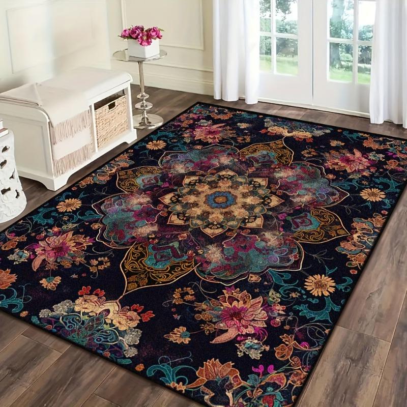 Persian American Retro Carpet Large Area Living Room Decoration Home Ethnic Style Bedroom Rug Cloakroom Lounge Soft Mat Washable