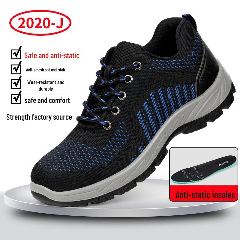 Four Seasons Fly-Knit Protective Work Shoes: Anti-Smashing, Anti-Piercing, and Anti-Static.