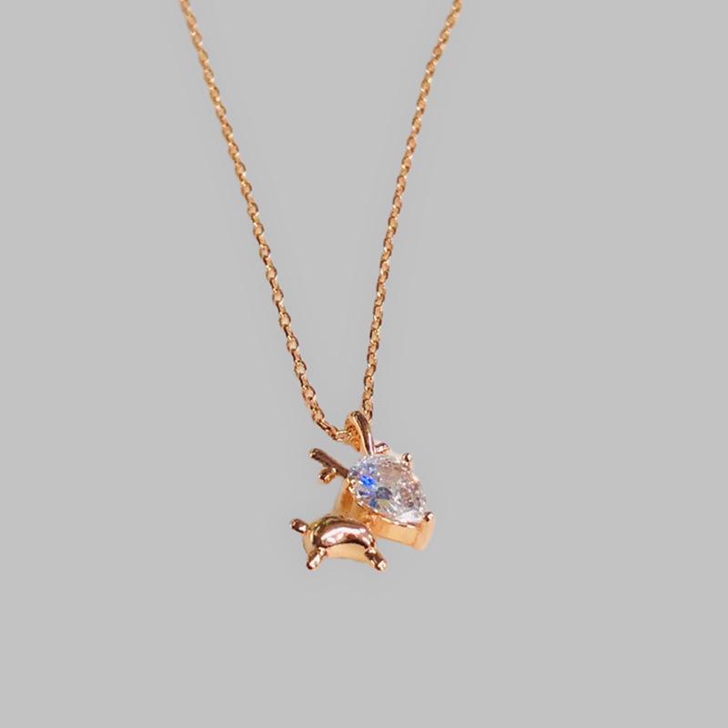 

Korean Mori Style Deer Necklace: Rhinestone Clavicle Chain with Cute Christmas Reindeer Pendant