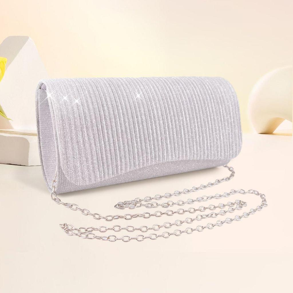 New Style Women's Shiny Pleated Crossbody Clutch - Perfect for Weddings, Cocktails, and Evening Events
