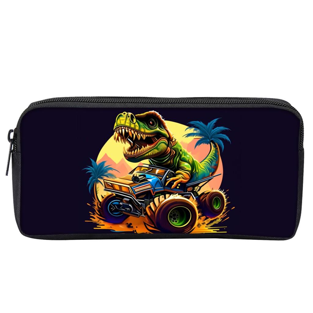 Dinosaur Print Single Layered Pencil Case for Boy/Girls Best Gifts 2D Flat Cartoon School Supplies Pencil Pouch for Children