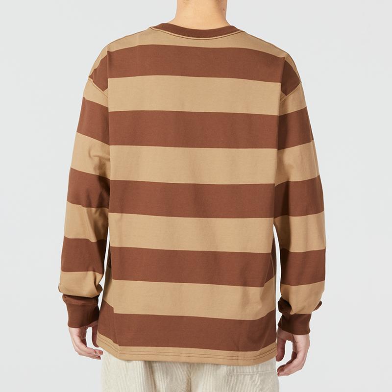 Nike Striped Sport Casual Crew Neck Pullover Long Sleeve Sweatshirt Men Tops Brown DV9147-259