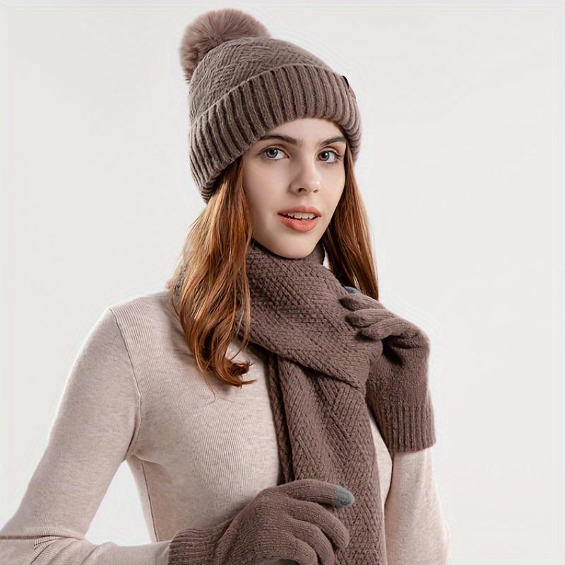 3pc/set Scarf Gloves Beanie Set For Women Trendy Tie Dye Knit Hats Fleece Neck Gaiter Soft Coldproof Beanies Scarves Winter