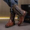 Fashion New Men Business Chelsea Boots Black Brown Men Casual Embroidered High Boots European American Style Knight Boots Sizes 38-48